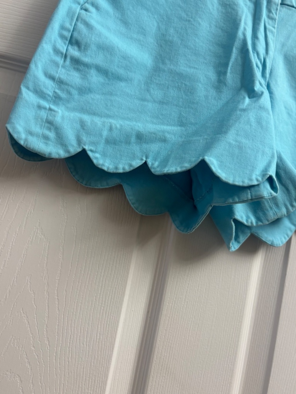 Crown & Ivy Women's Bright Blue Scalloped Edge Shorts - Picture 2 of 6